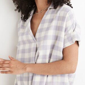 Madewell Flannel Courier Button-Back Shirt in Gingham Check in Sz XS